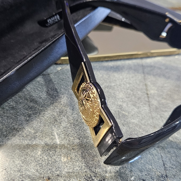 Versace Black Sunglasses with Gold Medusa Detail - Picture 8 of 15